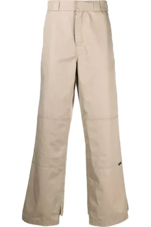 Palm Angels Spodnie, Mężczyzna, Beżowy, S, Bawełna, Beżowe spodnie chino z wysokim stanem