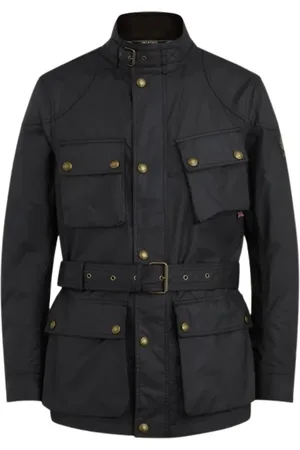 Belstaff Kurtki, Mężczyzna, Czarny, L, Ikoniczny Płaszcz Trialmaster Czarny
