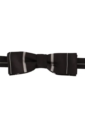 Dolce & Gabbana Akcesoria, Mężczyzna, Wielobarwność, ONE SIZE, Czarno-Szara Podszewka Jedwabna Muszka na Szyję
