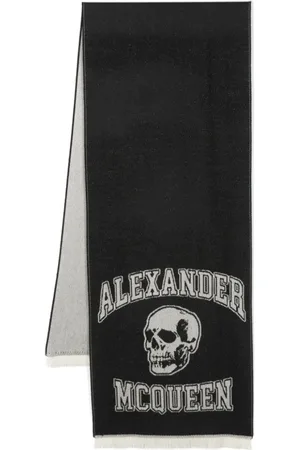Alexander McQueen Akcesoria, Mężczyzna, Czarny, ONE SIZE, Czarno-Szara Szalik z Logo