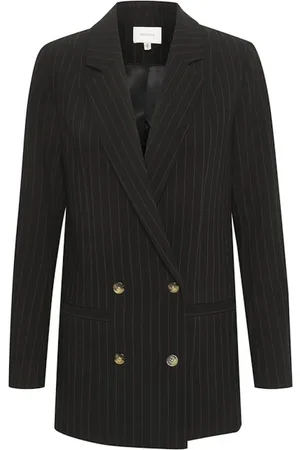 Gestuz Kurtki, Kobieta, Czarny, M, Poliester, Pinstripe Blazer