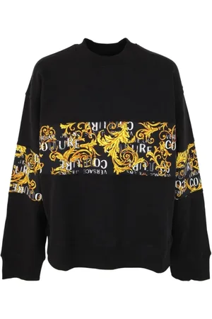 VERSACE Bluzy, Mężczyzna, Czarny, M, Stylowy Couture Hoodie