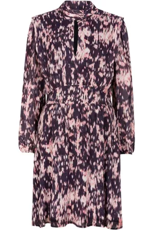Dante 6 Sukienki, Kobieta, Różowy, S, Wzorzysta Sukienka z Krinkel Optik Ecovero Wiskoza Chiffon (Ekologiczna)