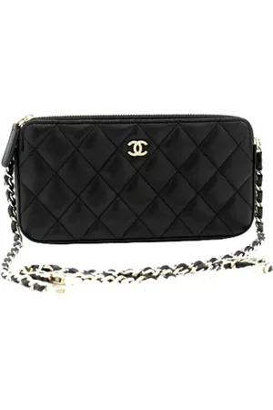 CHANEL Pre-owned, Kobieta, Czarny, ONE SIZE, Używany Czarny Skórzany Portfel Chanel