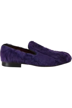 Dolce & Gabbana Buty, Kobieta, Fioletowy, 36 EU, Fioletowe Mokasynyy z Futrem Owczym