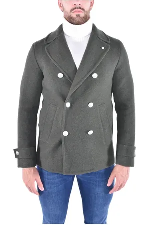 L.B.M. 1911 Kurtki, Mężczyzna, Zielony, 3XL, Nylon, Zielona Dwurzędowa Kurtka dla Mężczyzn
