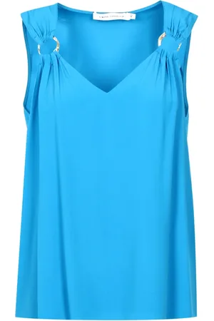 SIMONA CORSELLINI Koszulki, Kobieta, Niebieski, S, Sleeveless Tops