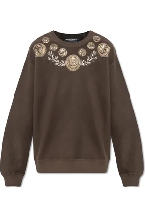 Dolce & Gabbana Bluzy, Mężczyzna, brązowy, S, Bluza z nadrukiem