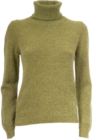 Gran Sasso Swetry, Kobieta, Zielony, M, Wełna, Sweter Slim Fit z Wysokim Kołnierzem