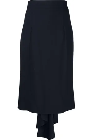 Moschino Spódnice, Kobieta, Niebieski, XS, Granatowa Plisowana Asymetryczna Spódnica Midi