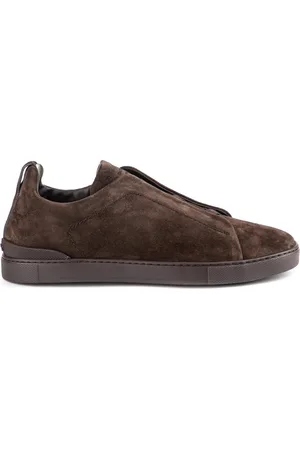 Ermenegildo Zegna Buty, Mężczyzna, brązowy, 40 EU, Zamsz, Brązowe Niskie Sneakersy Triple Stitch