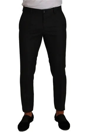 Dolce & Gabbana Spodnie, Mężczyzna, Szary, M, Szare Spodnie Formalne z Wełny w Kratę