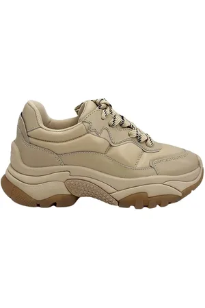 Ash Buty, Kobieta, Beżowy, 39 EU, Beżowe Skórzane Sneakersy na Platformie