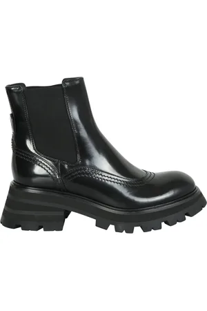 Alexander McQueen Buty, Kobieta, Czarny, 38 1/2 EU, Czarne Skórzane Botki - Aw 22