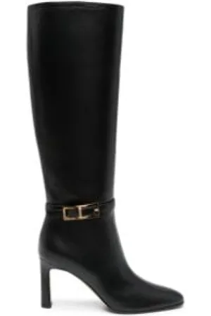 Sergio Rossi Buty, Kobieta, Czarny, 39 EU, Nora Kozaki z Wysoką Cholewką z Skóry