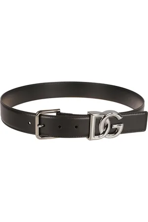 Dolce & Gabbana Akcesoria, Mężczyzna, Czarny, 105 CM, Czarny skórzany Pasek z logo
