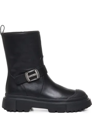 Hogan Buty, Kobieta, Czarny, 40 EU, Skóra, Czarne skórzane sneakersy z personalizowanym metalowym H