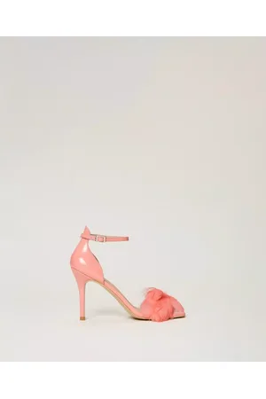 Twin-Set Buty, Kobieta, Różowy, 38 EU, Tropikalna Różowa Pióro Sandał - Rozmiar 36
