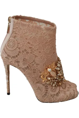 Dolce & Gabbana Buty, Kobieta, Różowy, 36 EU, Kryształowe Szpilki z Koronką