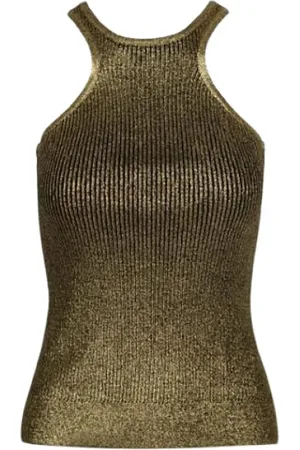 BARBARA BUI Koszulki, Kobieta, Zielony, L, Wełna, Metaliczny Sweter Bez Rękawów