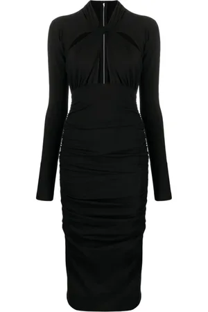 Dolce & Gabbana Sukienki, Kobieta, Czarny, S, Czarna Sukienka w Stylu Drapowanym