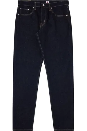 Edwin Jeansy, Mężczyzna, Niebieski, W34 L32, Denim, Regularne Spodnie Tapered