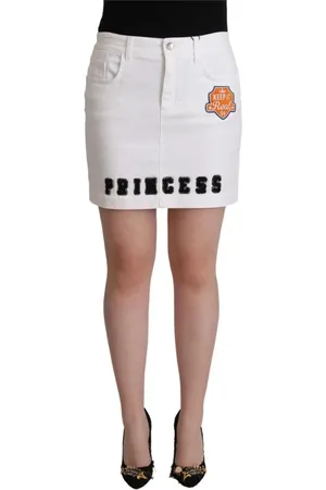 Dolce & Gabbana Spódnice, Kobieta, Biały, M, Denim, Biała Princess Embellish Mini Spódnica Jeansyowa
