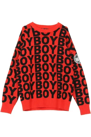 Boy London Swetry, Mężczyzna, Czerwony, L, Sweter z skoczkiem