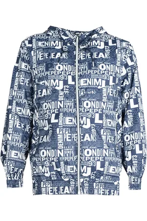 Pepe Jeans Bluzy, Mężczyzna, Niebieski, M, Prosta Kurtka z Kapturem i Zamkiem