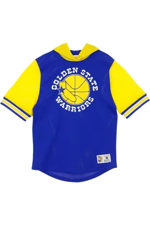 Mitchell & Ness Bluzy, Mężczyzna, Niebieski, M, Lekka bluza z krótkim rękawem brzęczyk nba beatter siatkowy z kapturem z kapturem drewniane drewno liściaste klasyki złota
