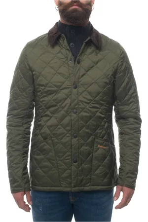 Barbour Kurtki, Mężczyzna, Zielony, L, Krótka kurtka puchowa z aksamitnym kołnierzem