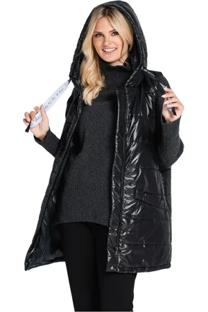 Look made with Love Kurtki, Kobieta, Czarny, XL, Kamizelka pikowana z kapturem Inga Look 944