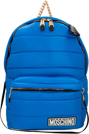 Moschino Torebki, Kobieta, Niebieski, ONE SIZE, Pikowana Plecak z Kapturem