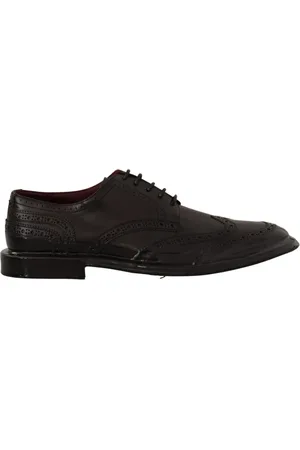 Dolce & Gabbana Buty, Mężczyzna, Czarny, 43 EU, Czarne Skórzane Buty Derby z Wingtipem