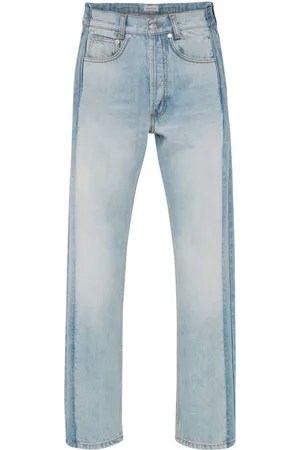 Alexander McQueen Jeansy, Mężczyzna, Niebieski, L, Denim, Niebieskie Spodnie Robocze z Naszywkami Straight-Leg