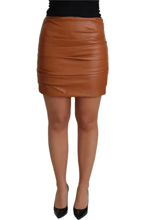 Dolce & Gabbana Spódnice, Kobieta, brązowy, S, Krótka Spódnica Skórzana