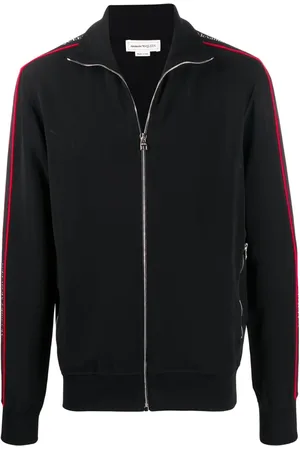 Alexander McQueen Bluzy, Mężczyzna, Czarny, L, Czarny Sweter z Logo na Zamek dla Mężczyzn
