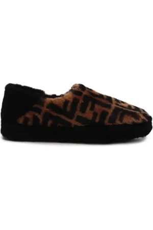 Fendi Buty, Mężczyzna, brązowy, 42 EU, Luksusowe Kapcie z Futrem