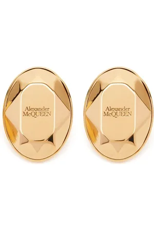 Alexander McQueen Akcesoria, Kobieta, Beżowy, ONE SIZE, Złote Kolczyki z fasetowanym kamieniem