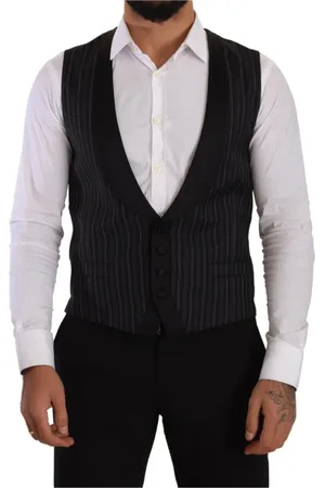 Dolce & Gabbana Garnitury, Mężczyzna, Czarny, M, Kamizelka w Paski do Formalnej Sukienki