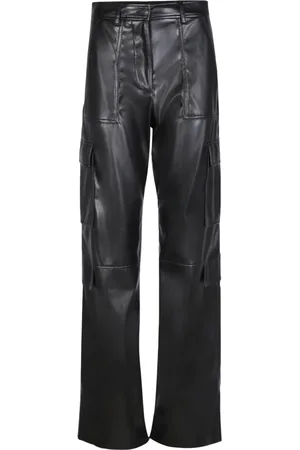 Msgm Spodnie, Kobieta, Czarny, M, Czarne spodnie cargo z szerokimi nogawkami