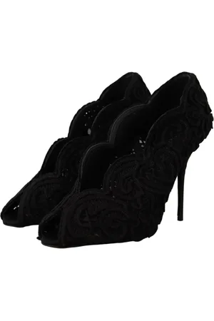Dolce & Gabbana Buty, Kobieta, Czarny, 40 EU, Czarne Cordonetto Ricamo Pump Buty z Otwartym Noskiem
