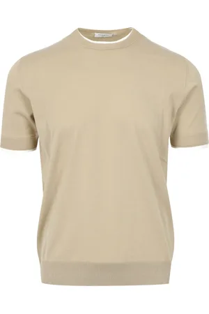 Paolo Pecora Koszulki, Mężczyzna, Beżowy, L, T-shirt