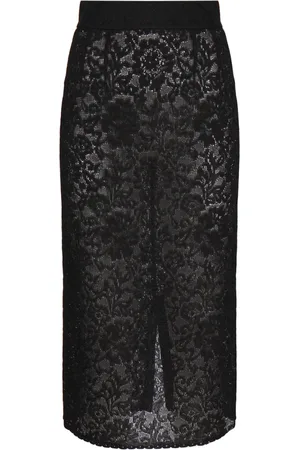 Dolce & Gabbana Spódnice, Kobieta, Czarny, M, Czarna Spódnica Ołówkowa w Stylu Koronki