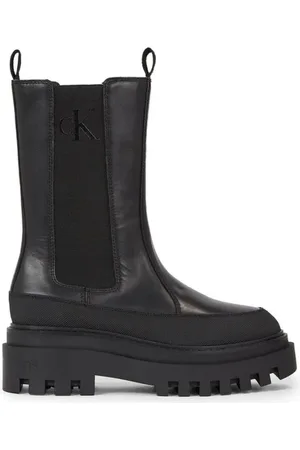 Calvin Klein Buty, Kobieta, Czarny, 38 EU, Czarne Flatform Chelsea Botki