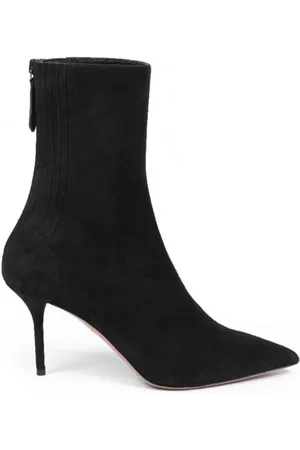 Aquazzura Buty, Kobieta, Czarny, 40 EU, Czarne buty z czubkiem na elastycznych panelach i zamek błyskawiczny