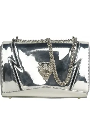 Philipp Plein Torebki, Kobieta, Szary, ONE SIZE, Len, Szara Magnetyczna Torba na Ramię