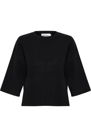 Karen by Simonsen Bluzki, Kobieta, Czarny, 2XS, Nylon, Prosta Sweterkowa Koszulka z Półrękawami