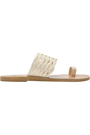 Ancient Greek Sandals Buty, Kobieta, Biały, 37 EU, Skóra, Białe Plecione Sandały - Kolekcja Thalia