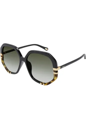 Chloé Akcesoria, unisex, Czarny, ONE SIZE, Geometryczne czarne okulary przeciwsłoneczne